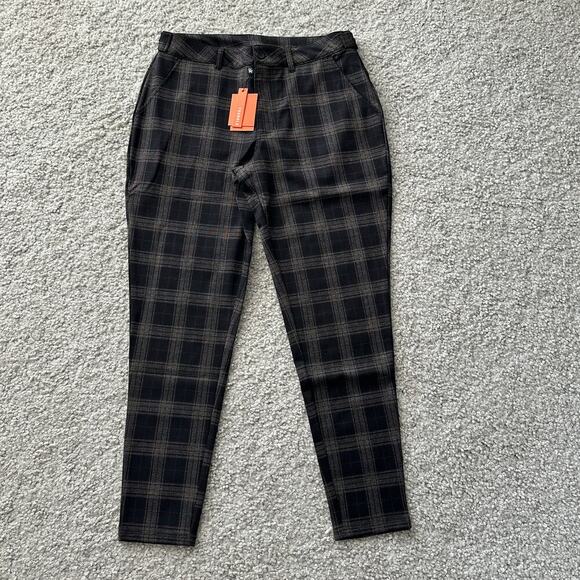 Men's YoungLA Dapper Dress Pants #615, 34x32 BlackBrownPlaid, NWT - Picture 2 of 7